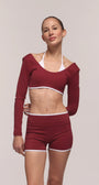 Edge Wine Sleeve Crop Top
