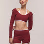 Edge Wine Sleeve Crop Top