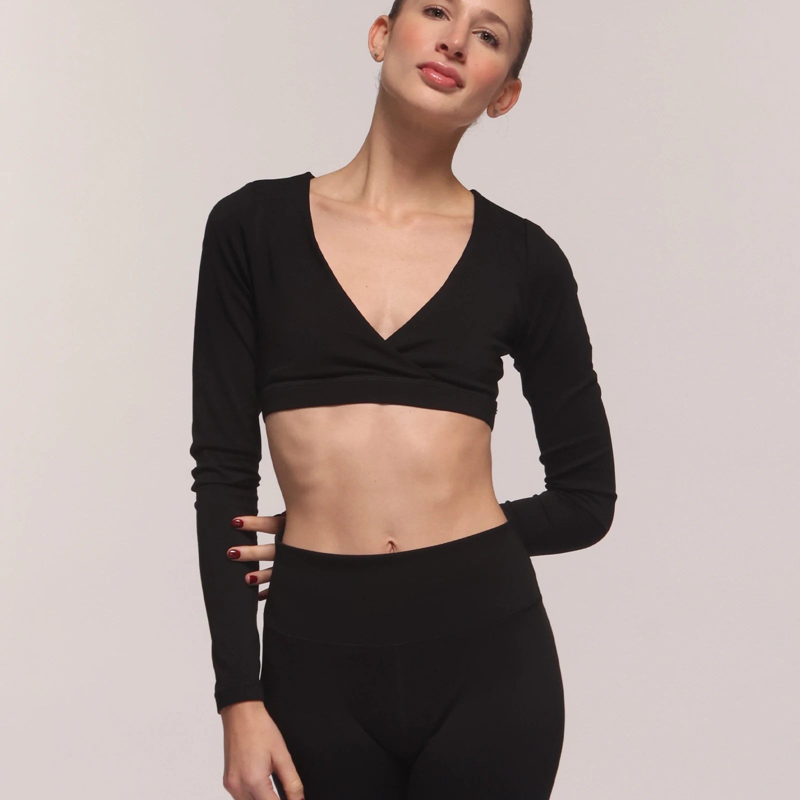 Nova Black Long Sleeve Crop Top