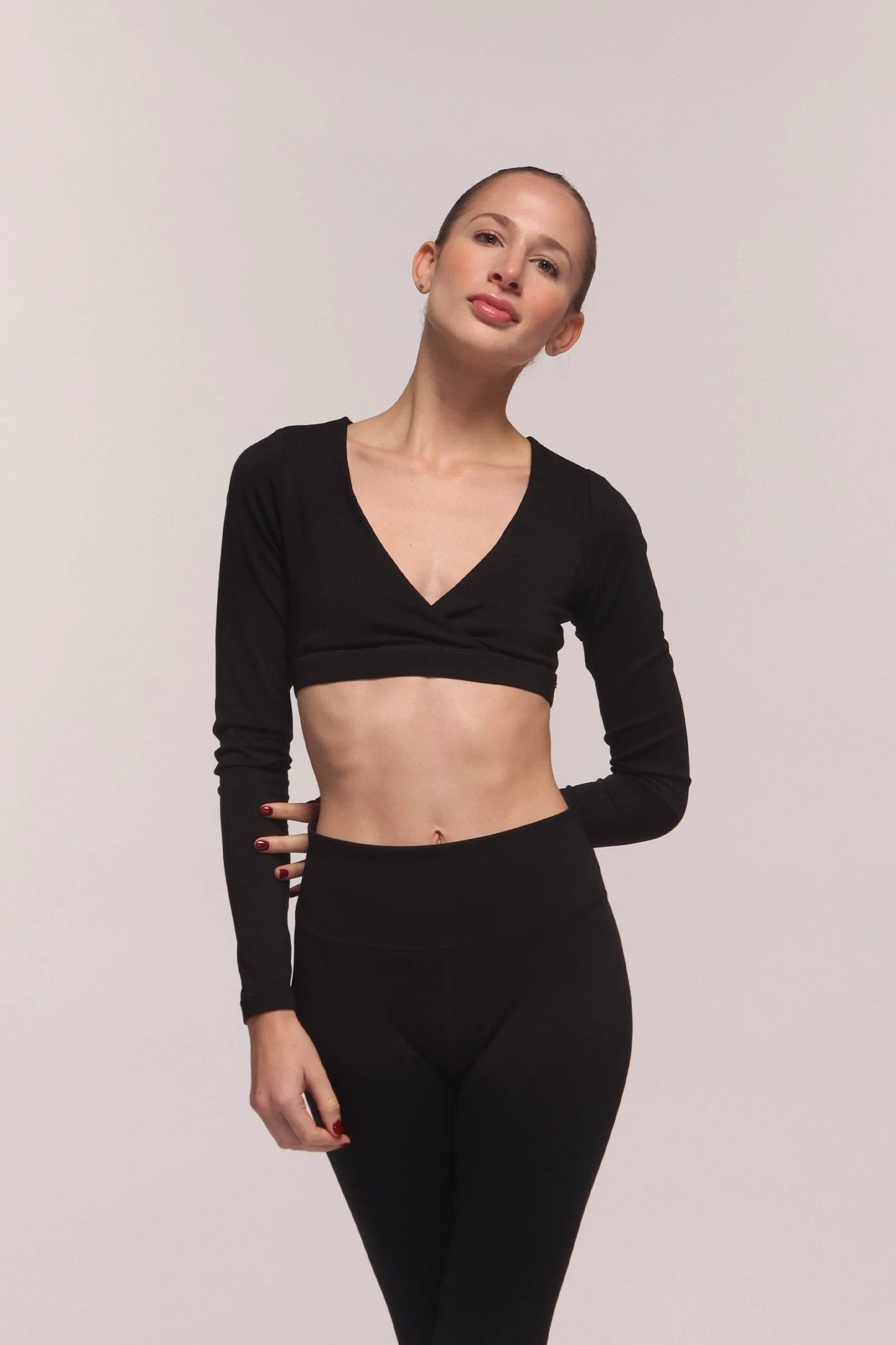 Nova Black Long Sleeve Crop Top